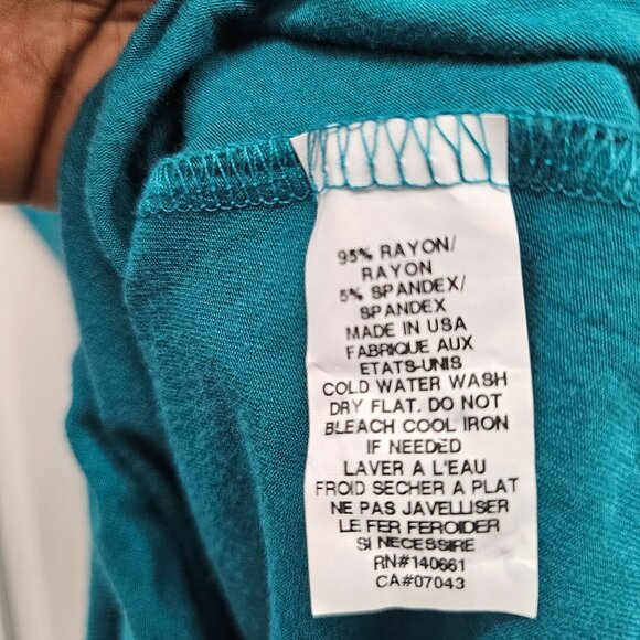 Dante Malan Teal Womens Short Sleeve Top Size M - Picture 7 of 7